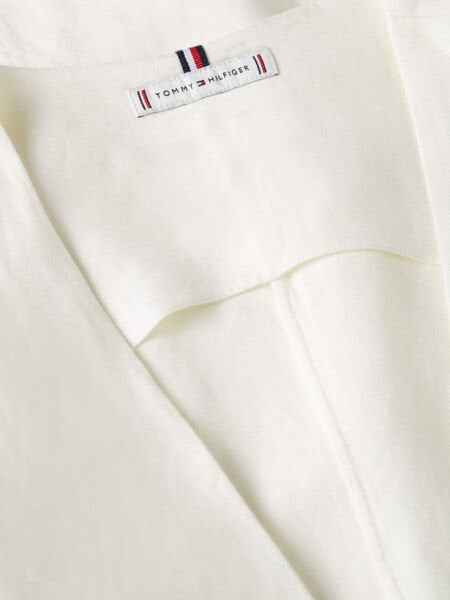 VIS/LINEN BELTED MIDI NS DRESS