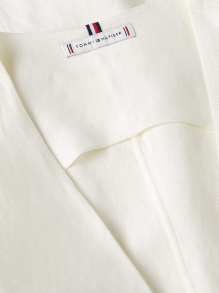 VIS/LINEN BELTED MIDI NS DRESS