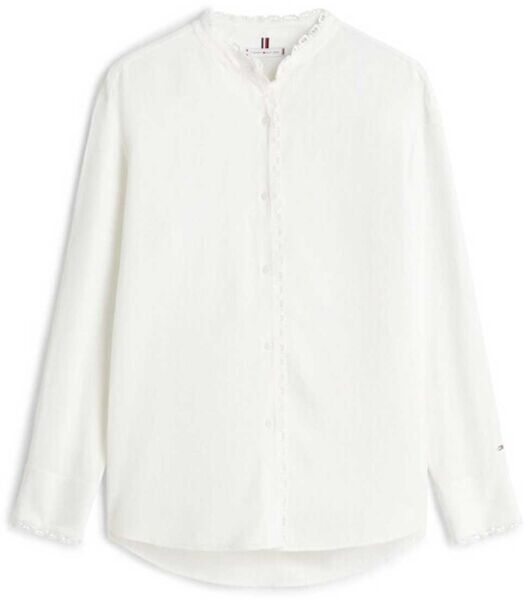 VIS LINEN LACE TRIM LS SHIRT