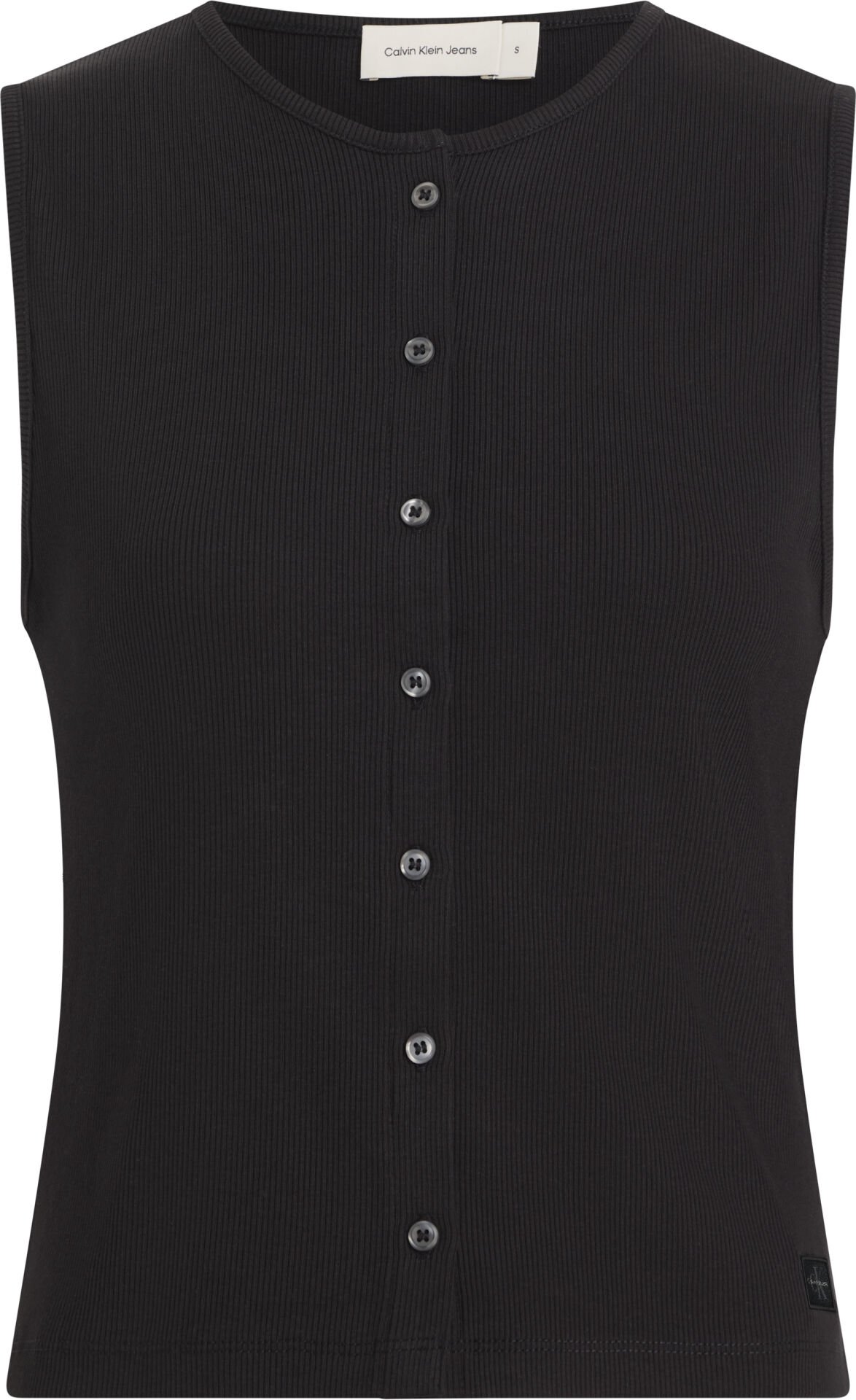 WOVEN LABEL RIB CARDIGAN