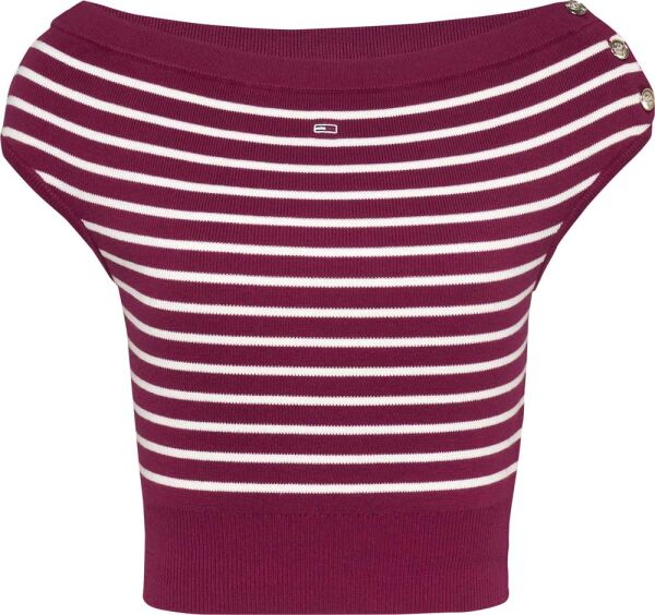 TJW OFF SHOULDER STRIPE SWEATE