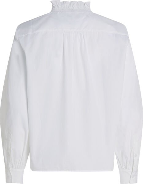 POPLIN RUFFLE V NECK BLOUSE