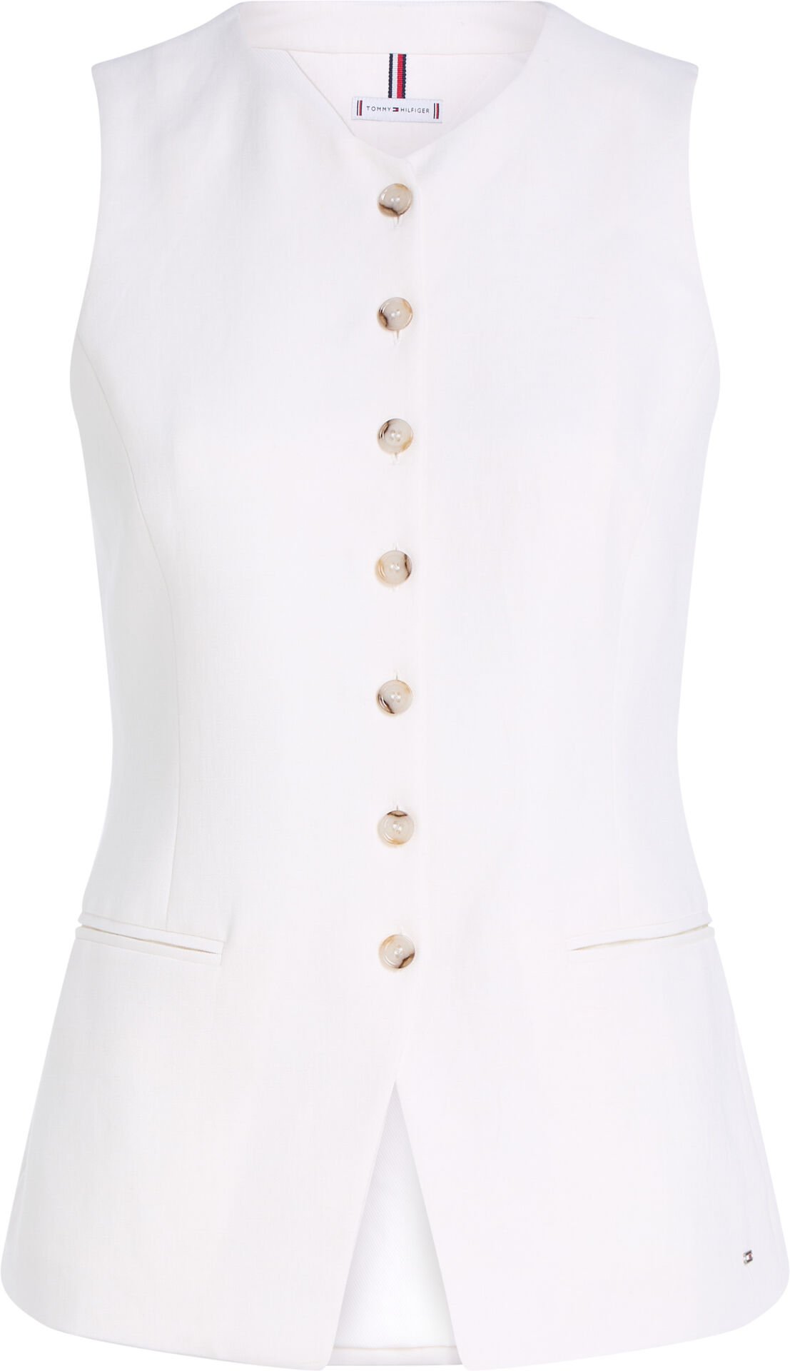 LINEN MIX SLIM WAISTCOAST TOP