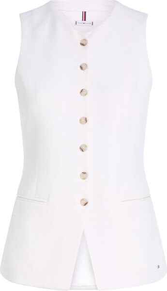 LINEN MIX SLIM WAISTCOAST TOP