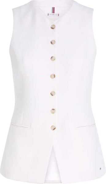 LINEN MIX SLIM WAISTCOAST TOP