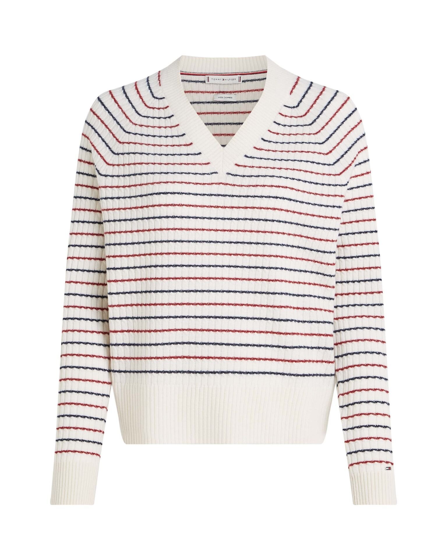 WOOL CASH CABLE V-NK LS SWT