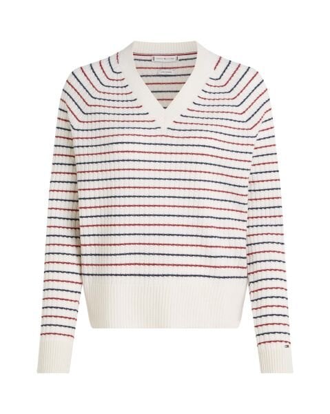 WOOL CASH CABLE V-NK LS SWT