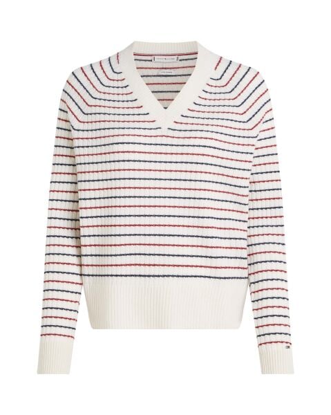 WOOL CASH CABLE V-NK LS SWT